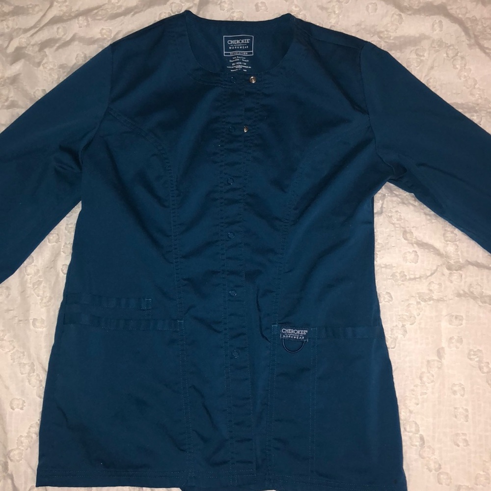 Cherokee Carribean blue scrub jacket